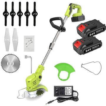 21V Grass Trimmer Electric Cordless Strimmer with 2x Battery, Lawn Mower, Pruning Cutter Garden Tools Weed Hedge Trimmer Edge