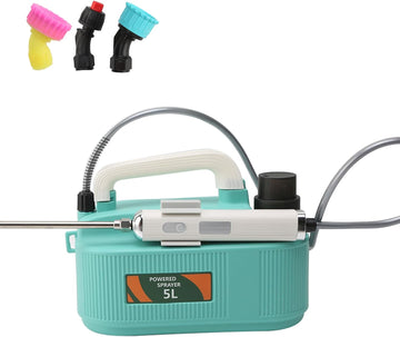 Battery Powered Sprayer 5L/6L, Weed Sprayer with 3 Mist Nozzles Adjustable Shoulder Strap, Electric Garden Sprayer Rechargeable Handle Retractable Wand Water Sprayer for Garden Lawn
