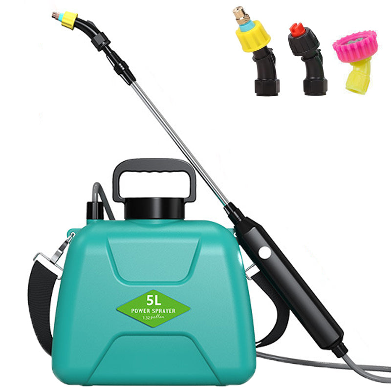 5L ultra-long Battery Powered Sprayer Upgraded Powerful Electric Sprayer with 3 Spray Nozzles Telescopic Pole USB Charging Handle Adjustable Shoulder Strap for Garden
