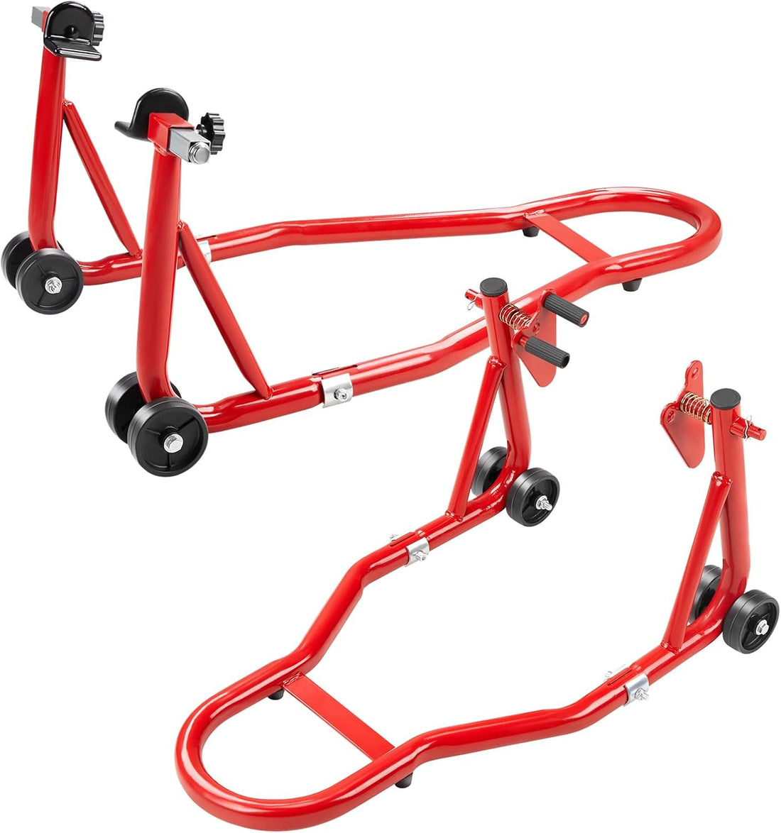 Motorcycle Stand Lift 850lbs Front Rear Combo Stand Lift Stand Front Wheel Fork Stands Rear U+L Fork Swingarm Spool Stands Compatible with Most Yamaha Honda Kawasaki Suzuki Motorcycles Black
