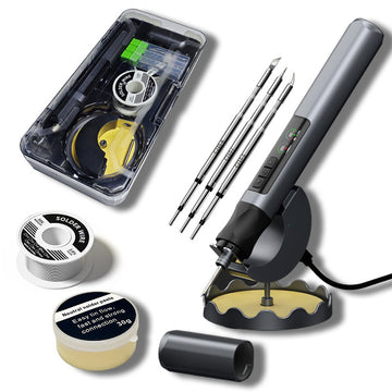 Wvoillty Kit de 75 W Fer a Souder Sans Fil Avec Batterie 1900 mAh, Intelligent Avec Ecran LCD, Recharge Rapide USB-C, Lampe LED Intégrée, 3 Pannes, Kit Soudage Sans Fil pour Professionnels