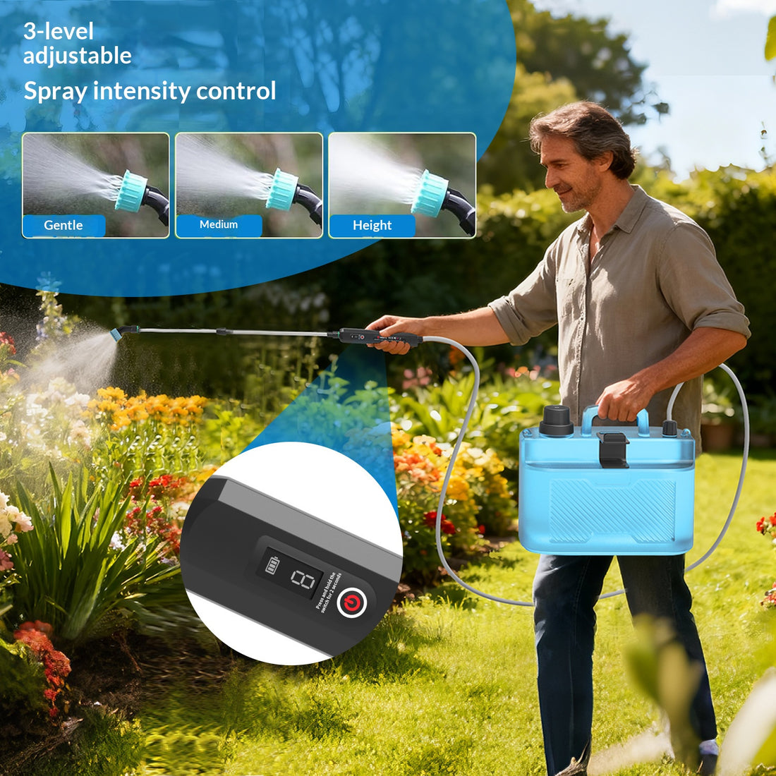 Electric Spray Gun 5L, Irrigation Sprayer for Watering Plants, Electric Spray Bottle with Shoulder Strap for Garden, Lawn, and Car Washinging